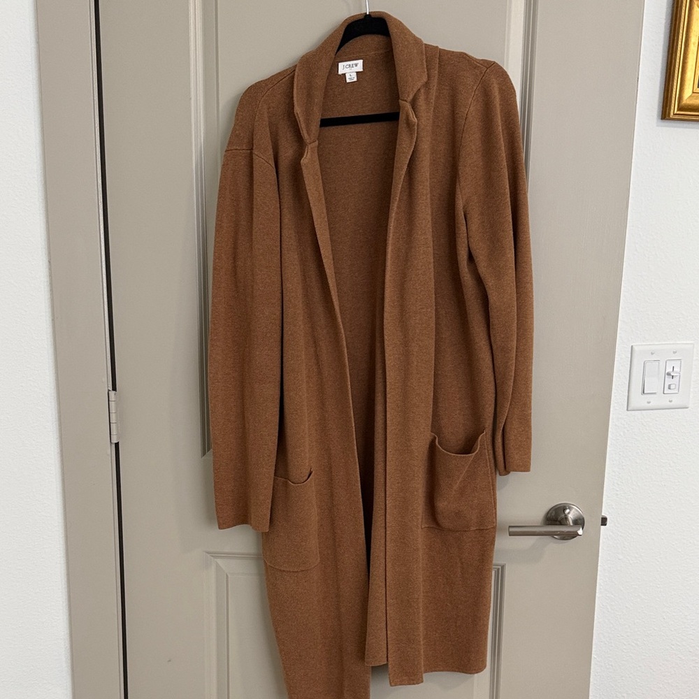 J Crew Cozy Brown Open-Front Sweater Size Large
